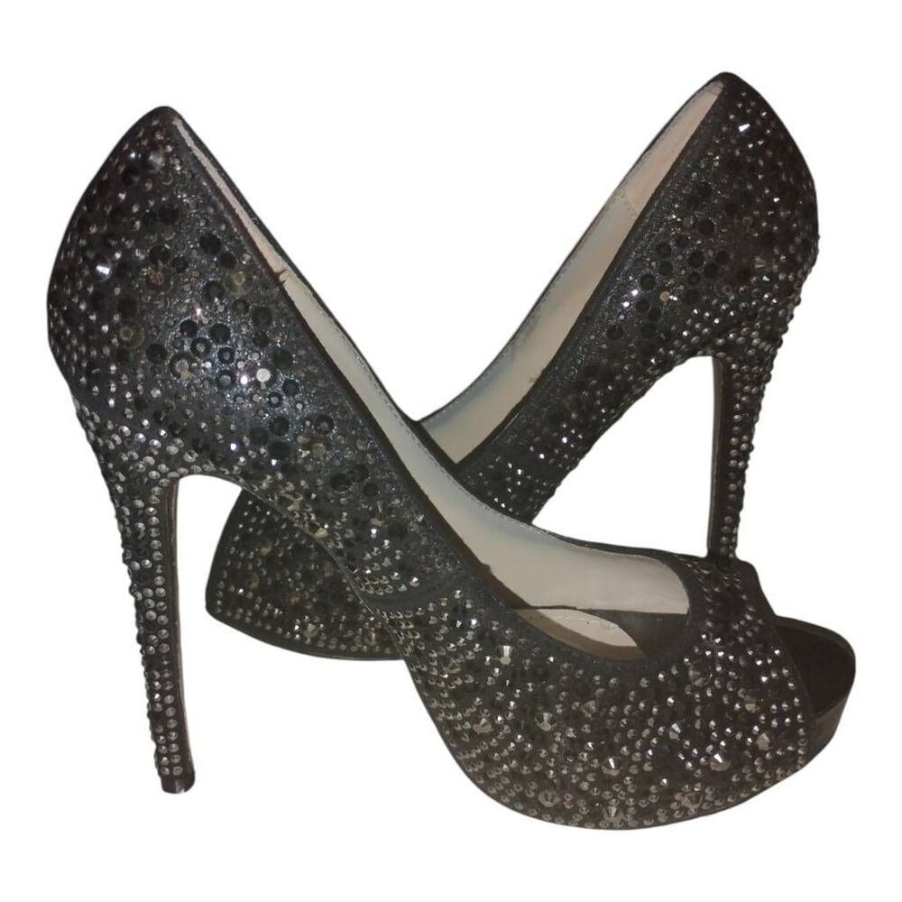 Boston Proper Black Beaded Sparkly Stiletto Heels Size 9